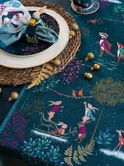 Sara Miller Blue Woodland Tales Deer & Robin Table Runner - Image 2 of 4