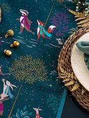 Sara Miller Blue Woodland Tales Deer & Robin Table Runner - Image 3 of 4