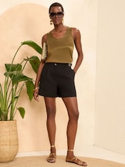 Love & Roses Black Tab Tailored Button Shorts - Image 3 of 4