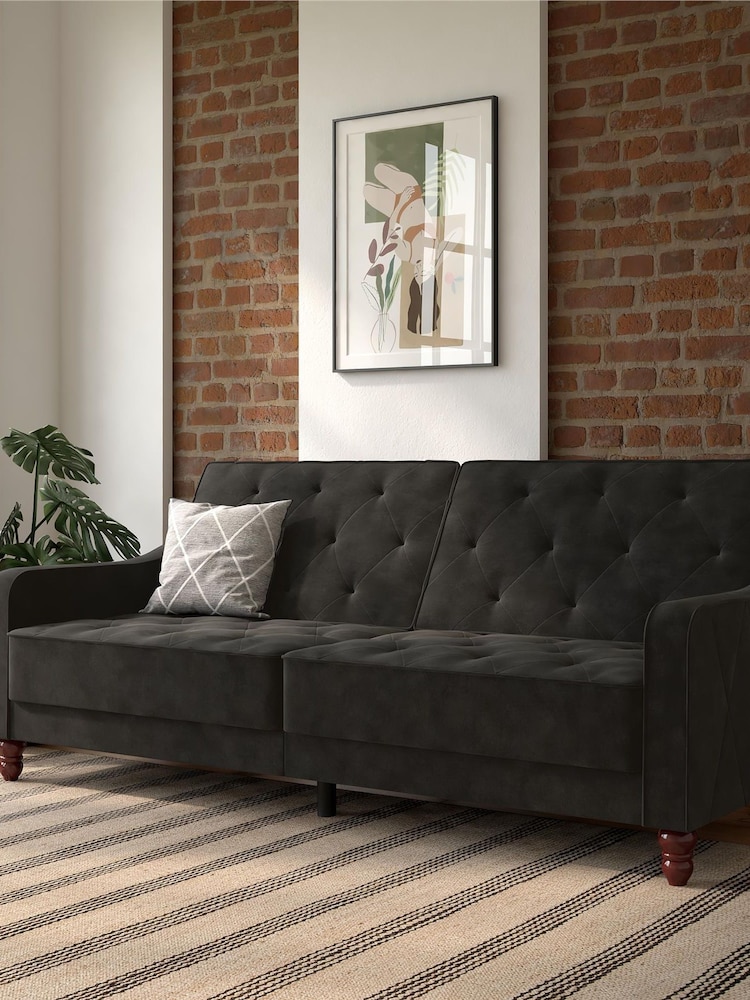Novogratz Grey Vintage Velvet Tufted Futon Vintage Velvet Tufted Futon Sofa - Image 1 of 4