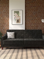 Novogratz Grey Vintage Velvet Tufted Futon Vintage Velvet Tufted Futon Sofa - Image 2 of 4
