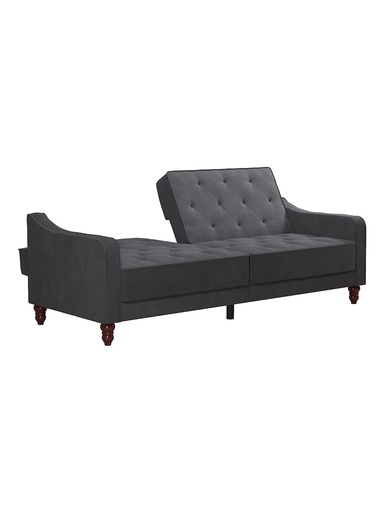 Novogratz Grey Vintage Velvet Tufted Futon Vintage Velvet Tufted Futon Sofa - Image 4 of 4