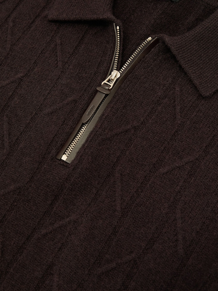 Marrón chocolate - Reiss Barstow Wool Stitch-Detail Half-Zip Polo Jumper - Imagen 6 de 6 Marrón chocolate - Reiss Barstow Wool Stitch-Detail Half-Zip Polo Jumper - Imagen 6 de 6