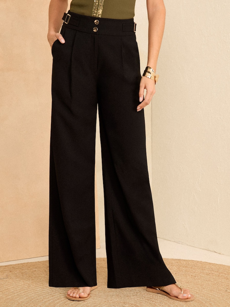 Love & Roses Black Tab Premium Wide Leg Tailored Trousers - Image 1 of 4