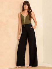 Love & Roses Black Tab Premium Wide Leg Tailored Trousers - Image 3 of 4