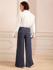 Love & Roses Navy Blue Petite Tailored Wide Leg Trousers - Image 4 of 5