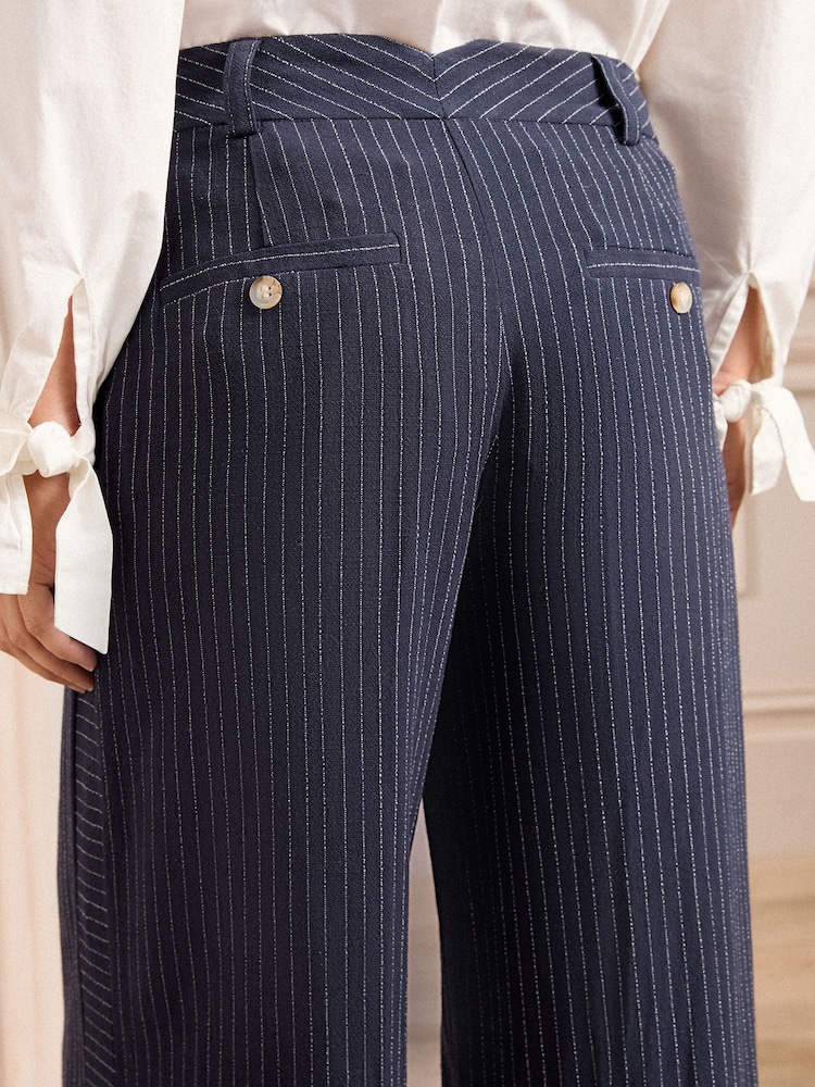 Love & Roses Navy Blue Petite Tailored Wide Leg Trousers - Image 5 of 5