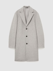 Reiss Soft Grey Dawn Wool-Blend Puppytooth Single-Breasted Overcoat - Image 2 of 9
