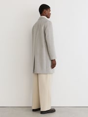 Reiss Soft Grey Dawn Wool-Blend Puppytooth Single-Breasted Overcoat - Image 5 of 9