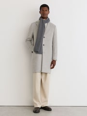 Reiss Soft Grey Dawn Wool-Blend Puppytooth Single-Breasted Overcoat - Image 8 of 9