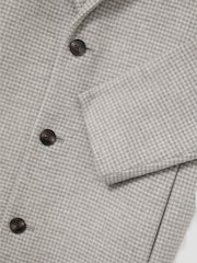 Reiss Soft Grey Dawn Wool-Blend Puppytooth Single-Breasted Overcoat - Image 9 of 9