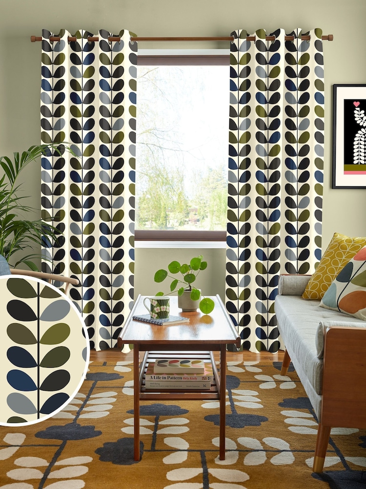 Orla Kiely Green 100% Cotton Stem Made To Measure Curtains - Image 1 of 9