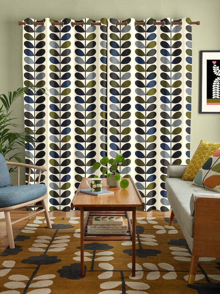Orla Kiely Green 100% Cotton Stem Made To Measure Curtains - Image 2 of 9