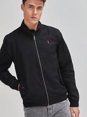 Black Shower Resistant Check Lining Harrington Jacket - Image 1 of 10