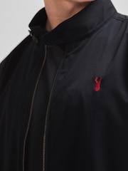 Black Shower Resistant Check Lining Harrington Jacket - Image 4 of 10