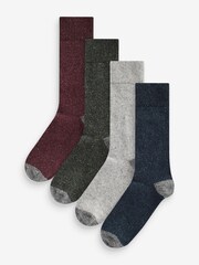 Navy/Burgundy Heavyweight Socks 4 Pack With Wool And Silk - Image 1 of 11