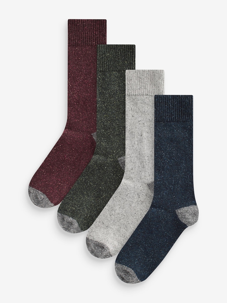 Navy/Burgundy Heavyweight Socks 4 Pack With Wool And Silk - Image 1 of 11