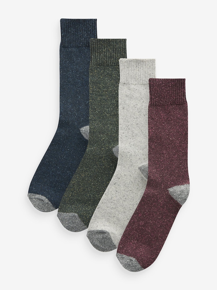 Navy/Burgundy Heavyweight Socks 4 Pack With Wool And Silk - Image 2 of 11
