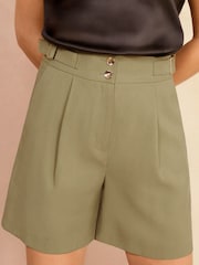 Love & Roses Green Tab Tailored Button Shorts - Image 1 of 4