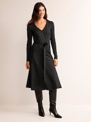Boden Black Bella Ponte V-Neck Midi Dress - Image 1 of 5