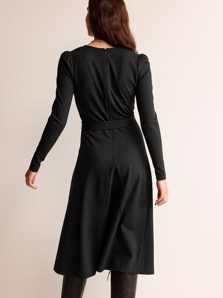 Boden Black Bella Ponte V-Neck Midi Dress - Image 2 of 5 Boden Black Bella Ponte V-Neck Midi Dress - Image 2 of 5