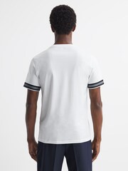 Reiss White Dune Mercerised Cotton Striped T-Shirt - Image 4 of 4