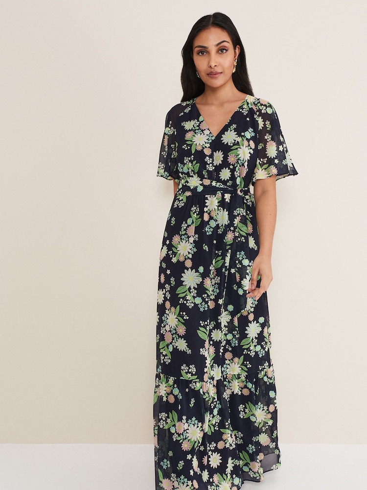 Phase Eight Blue Petite Petite Georgie Tiered Maxi Dress - Image 1 of 6