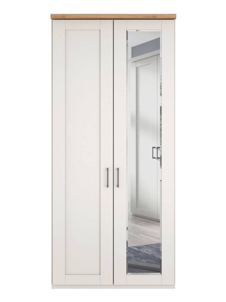 Wiemann White Truro Double Wood and Mirror Semi Fitted Wardrobe - Image 2 of 4