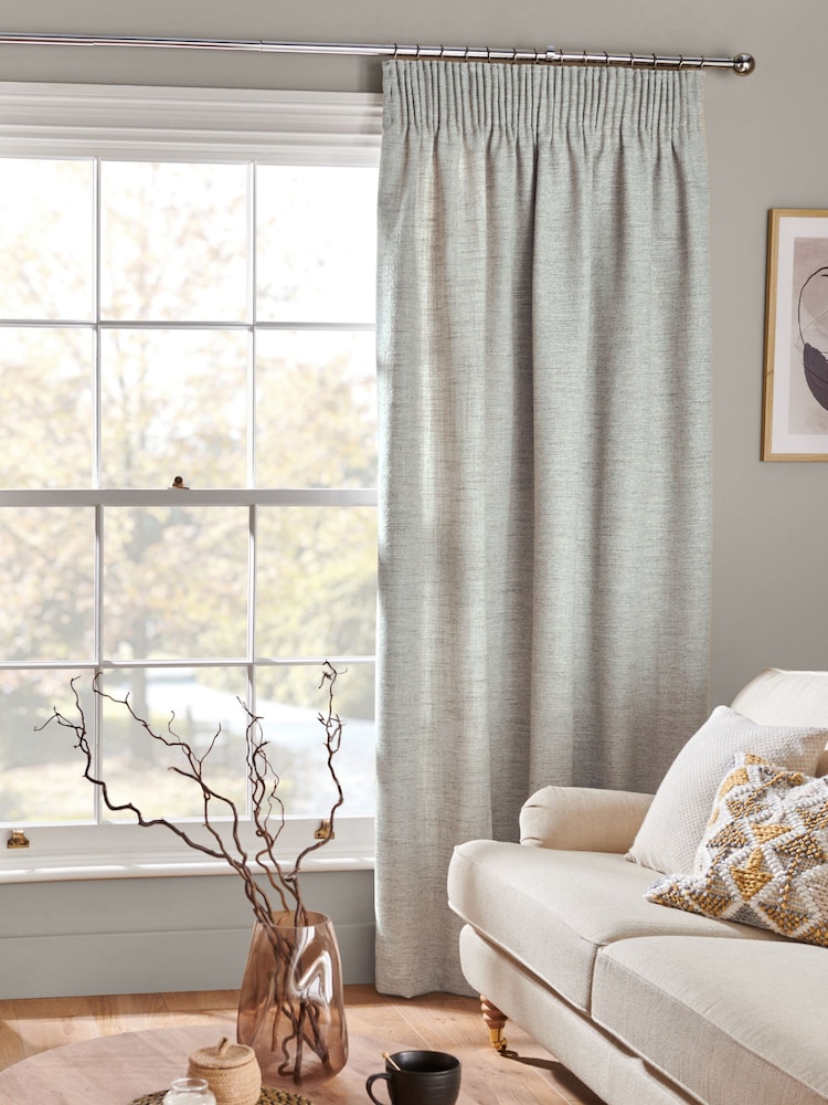 Natural Textured Fleck Pencil Pleat Curtains - Image 1 of 7