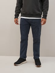 Navy Blue Slim Lightweight Stretch Cargo Utility Trousers - Image 12 of 15