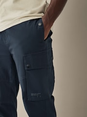 Navy Blue Slim Lightweight Stretch Cargo Utility Trousers - Image 5 of 10