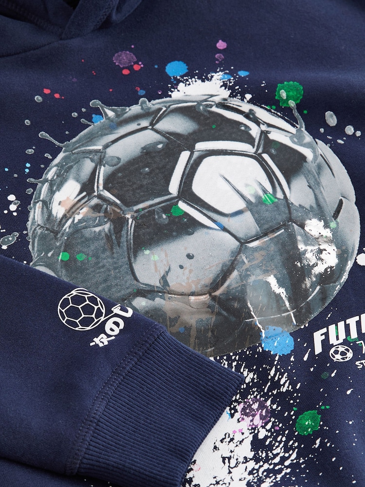 Navy Football Drippy Smile Graphic Hoodie (3-16yrs) - Image 3 of 3