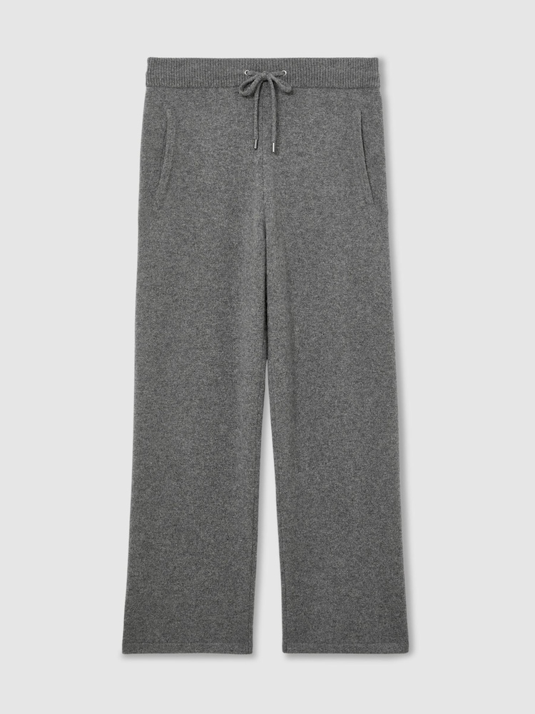 Reiss Mid Grey Melange Bryant 100% Cashmere Relaxed-Fit Joggers - Image 2 of 6 Reiss Mid Grey Melange Bryant 100% Cashmere Relaxed-Fit Joggers - Image 2 of 6