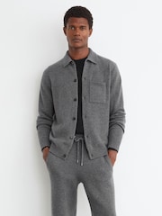 Reiss Mid Grey Melange Bryant 100% Cashmere Relaxed-Fit Joggers - Image 3 of 6