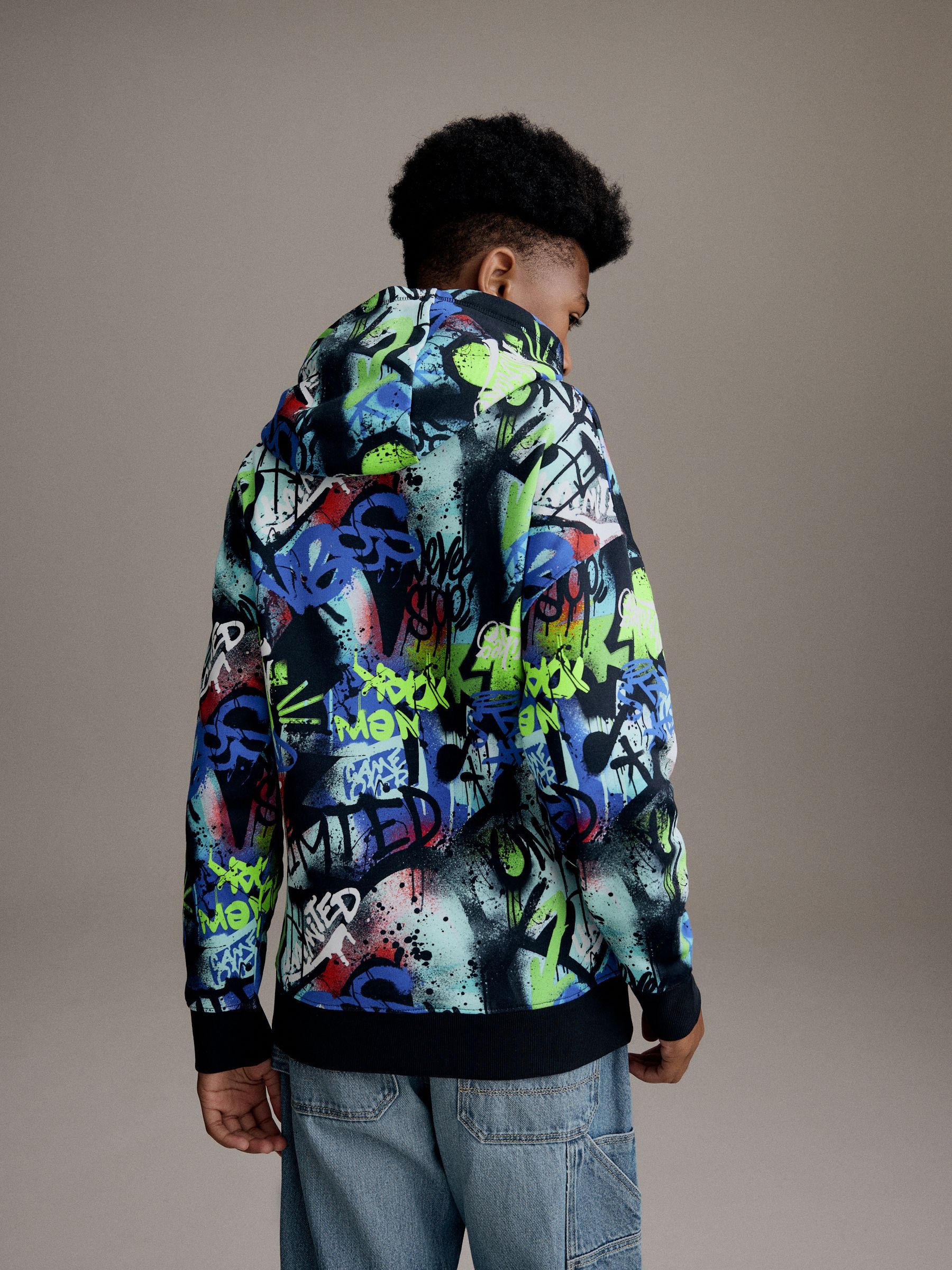 Buy Multi 100% Cotton Graffiti Print Hoodie (3-16yrs) from Buy Multi 100% Cotton Graffiti Print Hoodie (3-16yrs) from
