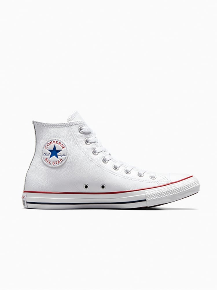 Converse White Leather High Trainers - Image 1 of 13