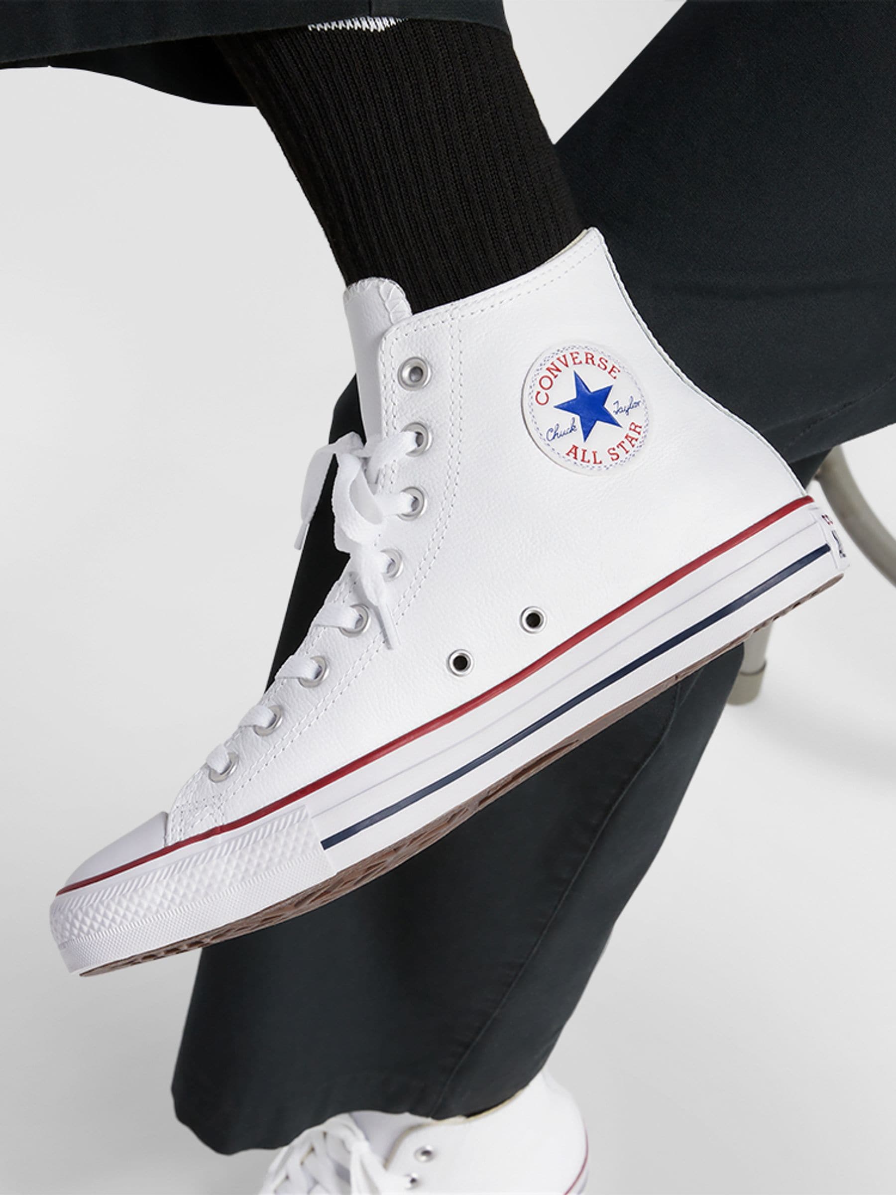 Buy Converse White Leather High Trainers from Next USA