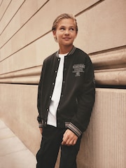 Black Subscribe Varsity Bomber Jacket (3-16yrs) - Image 1 of 10