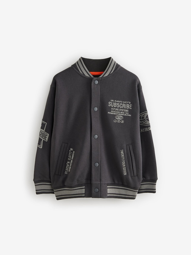 Black Subscribe Varsity Bomber Jacket (3-16yrs) - Image 5 of 10