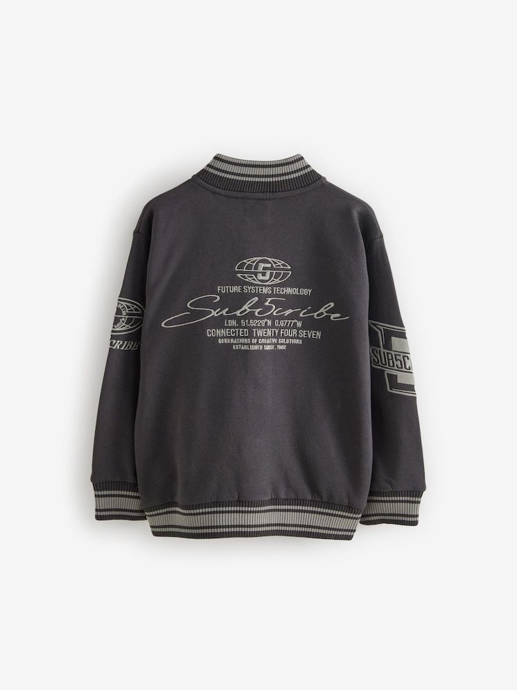 Black Subscribe Varsity Bomber Jacket (3-16yrs) - Image 6 of 10