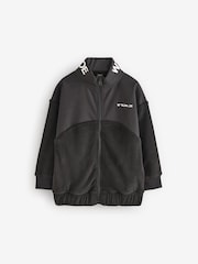 Black Fleece Mix Sporty Zip Through Sweatshirt (3-16yrs) - Image 5 of 8