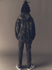 Dark Green Grunge Tie Dye 100% Cotton Hoodie (3-16yrs) - Image 2 of 7