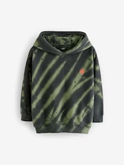 Dark Green Grunge Tie Dye 100% Cotton Hoodie (3-16yrs) - Image 4 of 7