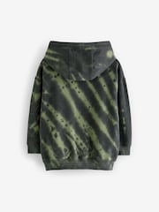 Dark Green Grunge Tie Dye 100% Cotton Hoodie (3-16yrs) - Image 5 of 7