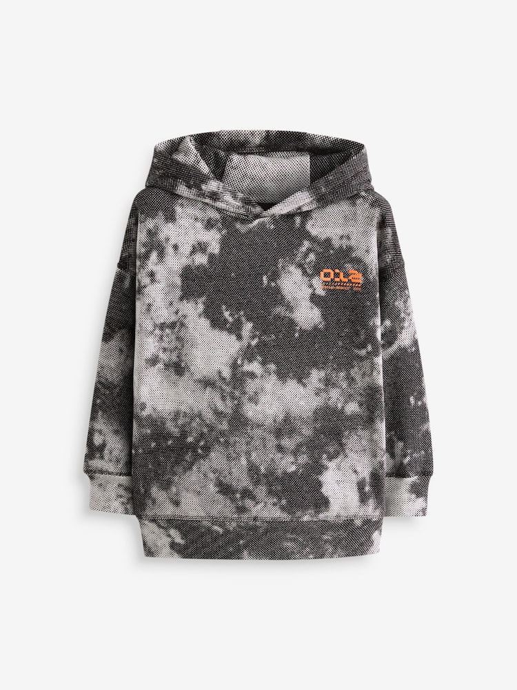 Black/White Digital Print 100% Cotton Hoodie (3-16yrs) - Image 1 of 3