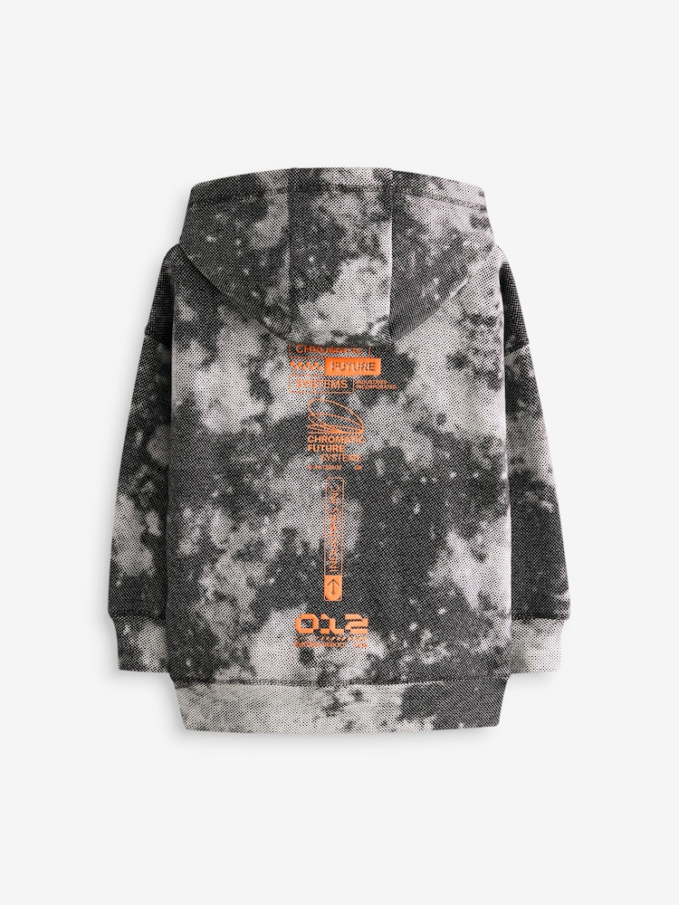 Black/White Digital Print 100% Cotton Hoodie (3-16yrs) - Image 2 of 3