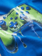 Cobalt Blue Controller Drippy Smile Graphic Hoodie (3-16yrs) - Image 3 of 4