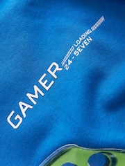 Cobalt Blue Controller Drippy Smile Graphic Hoodie (3-16yrs) - Image 4 of 4