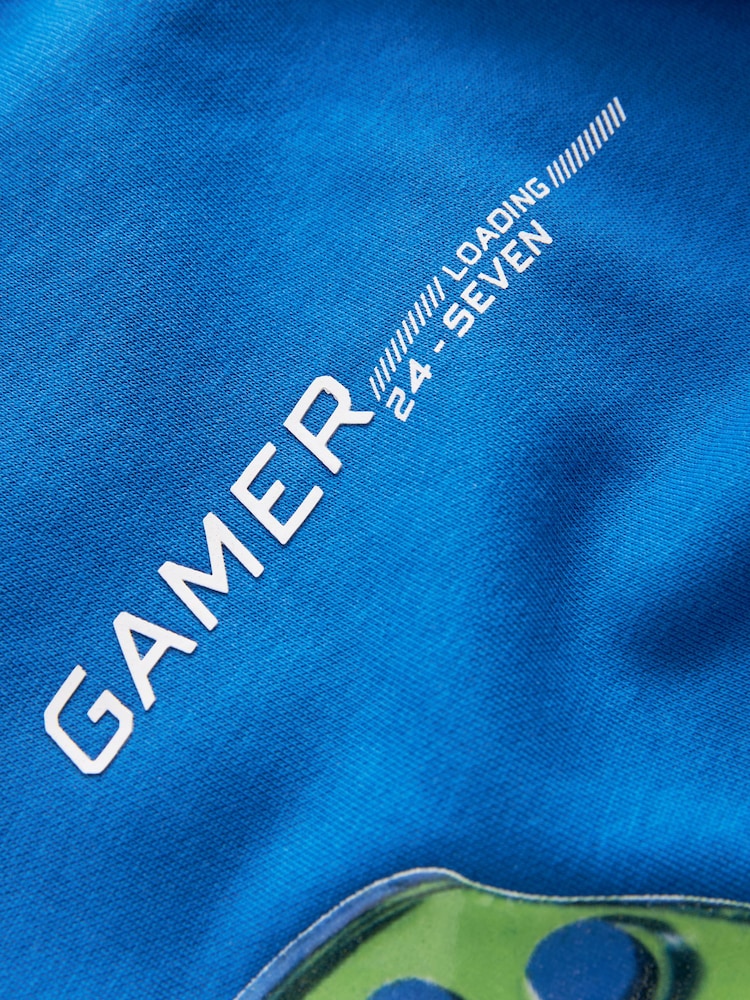 Cobalt Blue Controller Drippy Smile Graphic Hoodie (3-16yrs) - Image 4 of 4