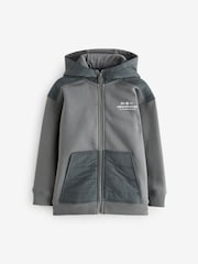 Charcoal Grey Mixed Fabric Jersey Zip Through Hoodie (3-16yrs) - Image 1 of 3